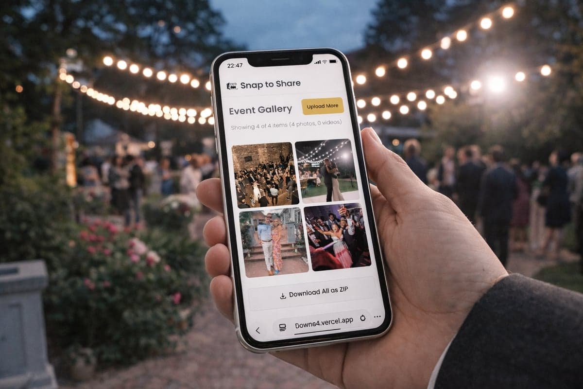 Phone showing a Snap to Share event gallery